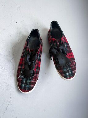 JEFFREY CAMPBELL Red Plaid Lace Up Sneakers Size 10